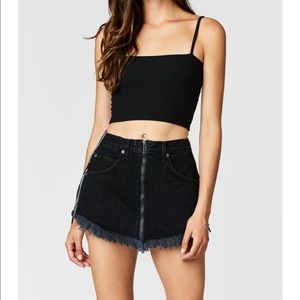 LF CARMAR BLACK DENIM SKIRT REFLECTING SIDES